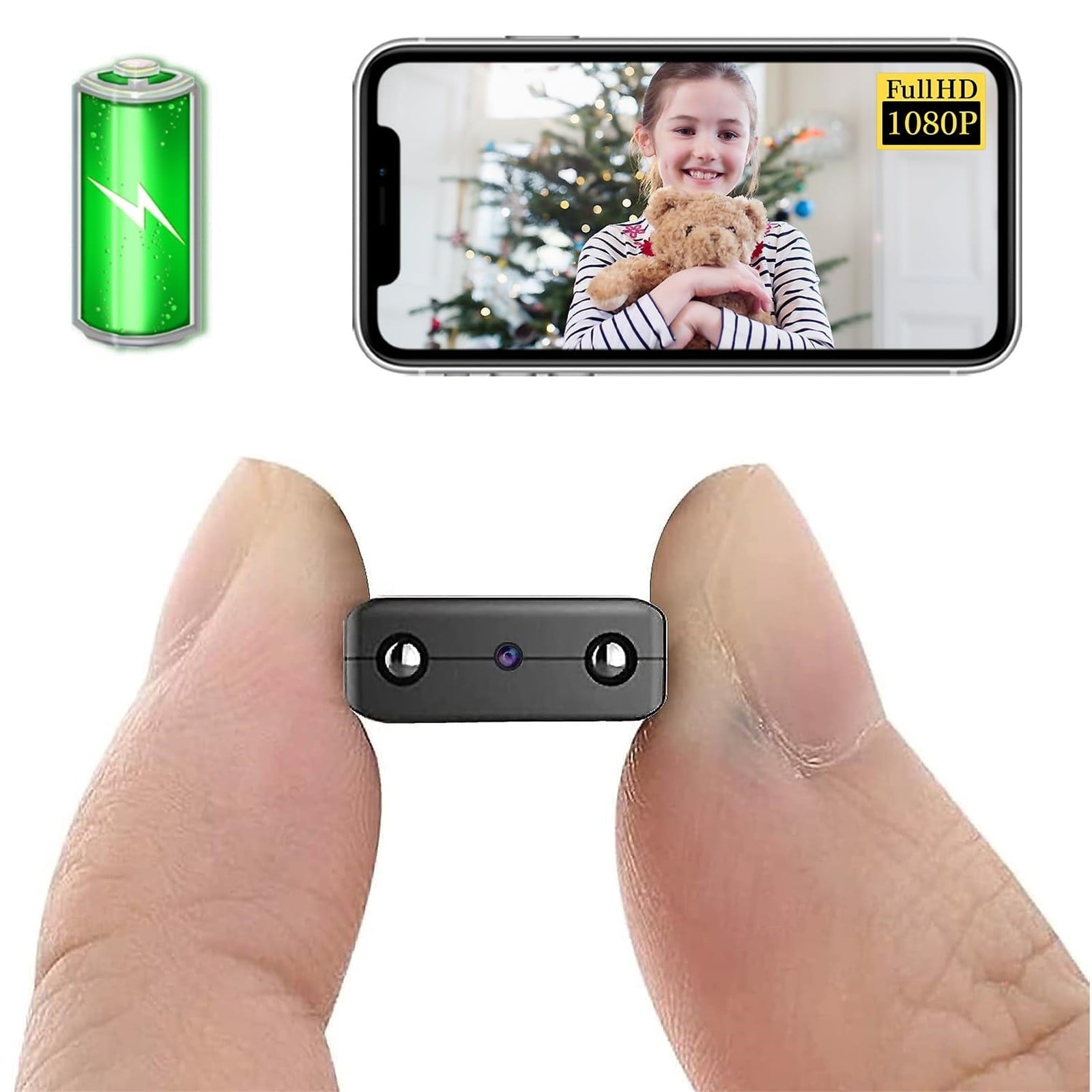 2025 New Version Mini WiFi Cameras,2 Inch Indoor Small Nanny IP Cam,Nanny Camera for Pet/Baby - Live Video Recorder with Night Vision and Full HD Surveillance Camerar (A)