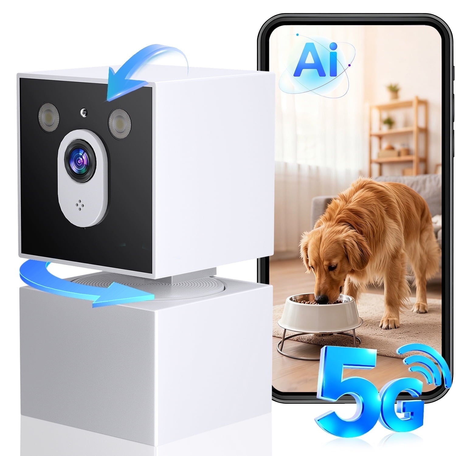 2K Indoor Security Camera, 5G&2.4G WiFi Cameras for Home Security, 360°Pan/Tilt Baby/Dog/Pet Camera, 911 Emergency, 2-Way Talk, AI Descriptive Notification, Color Night Vision