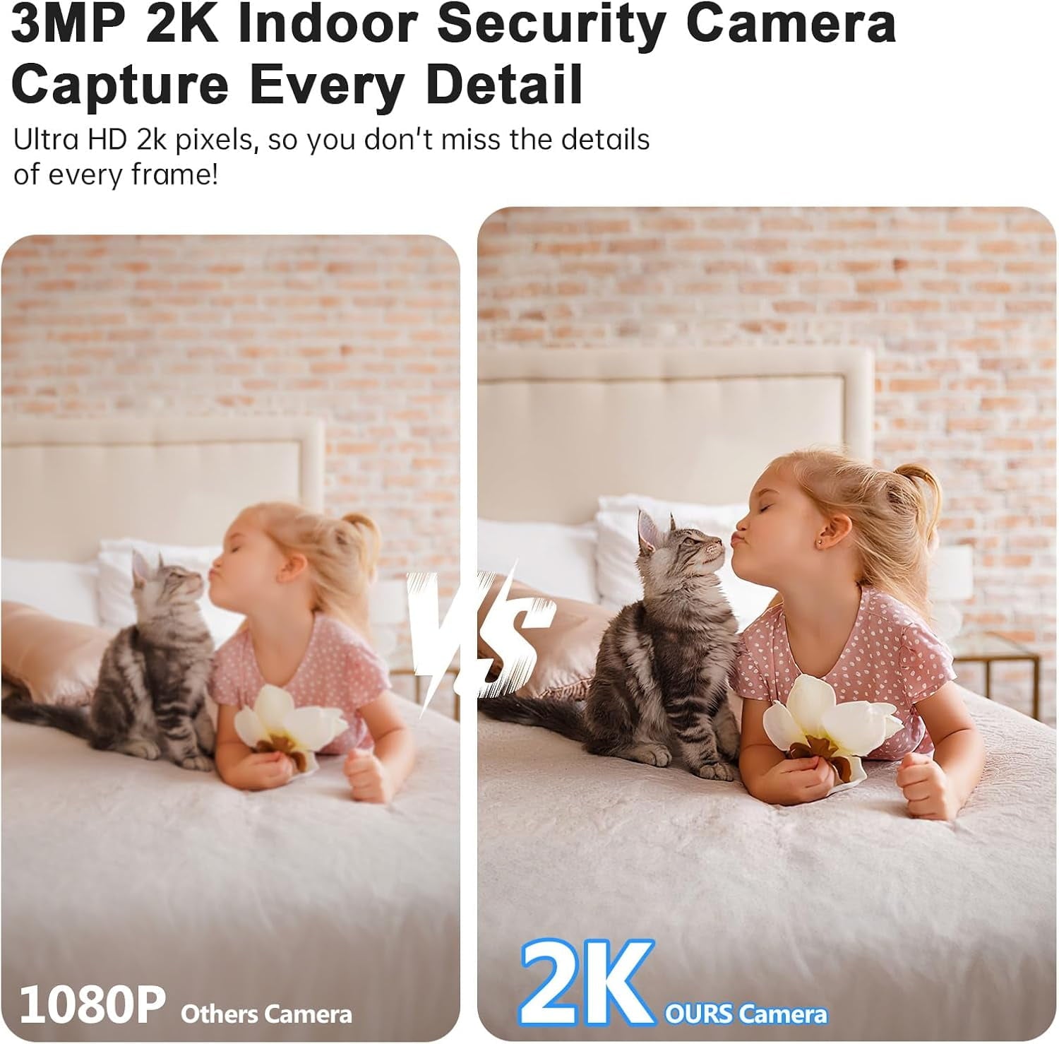 2K Indoor Security Camera, 5G&2.4G WiFi Cameras for Home Security, 360°Pan/Tilt Baby/Dog/Pet Camera, 911 Emergency, 2-Way Talk, AI Descriptive Notification, Color Night Vision