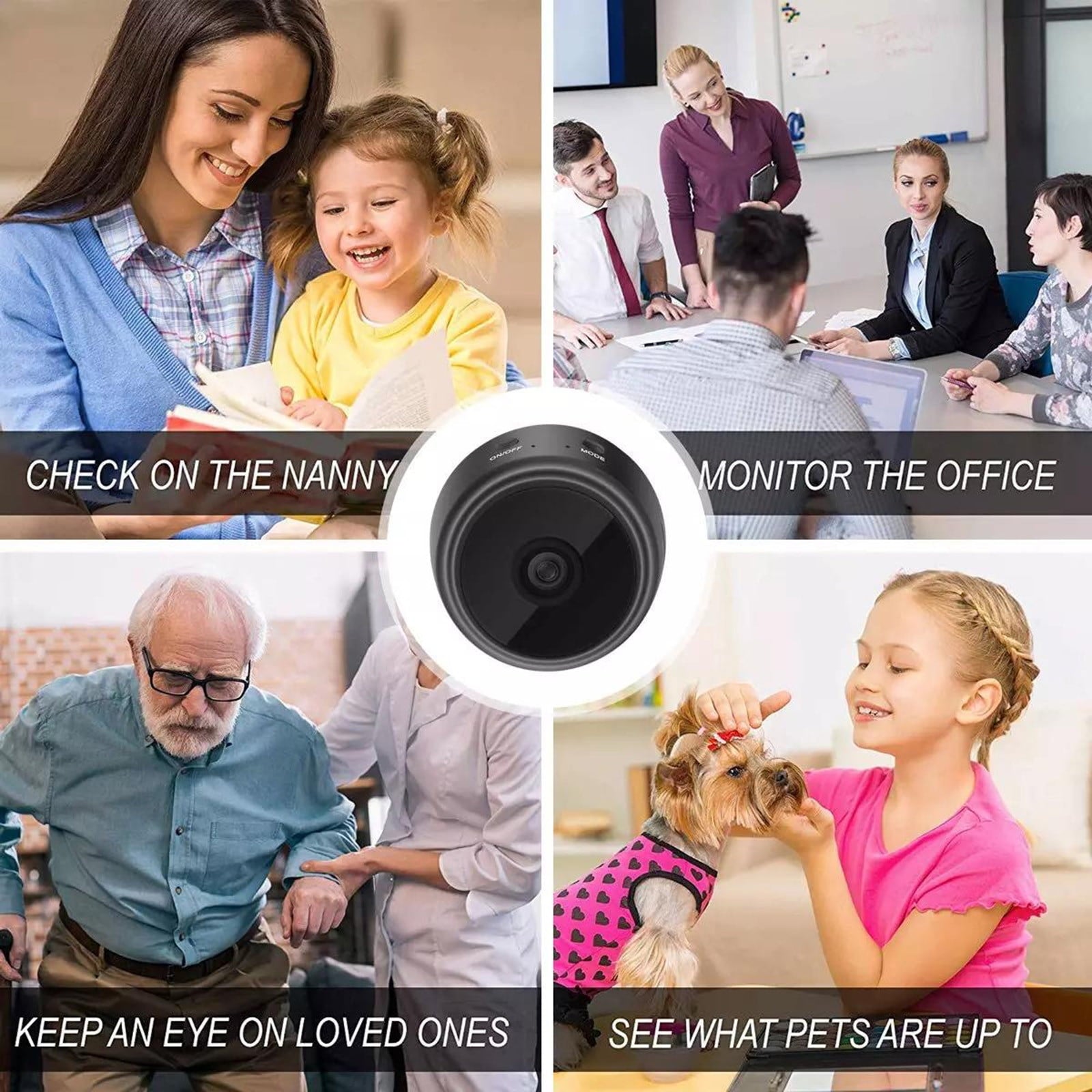 Clearance! EQWLJWE Wireless Security Camera Mini 1080P WiFi Battery Operated Indoor Camera Home Surveillance with Remote App for Office Home Car Baby Pet Cat Dog