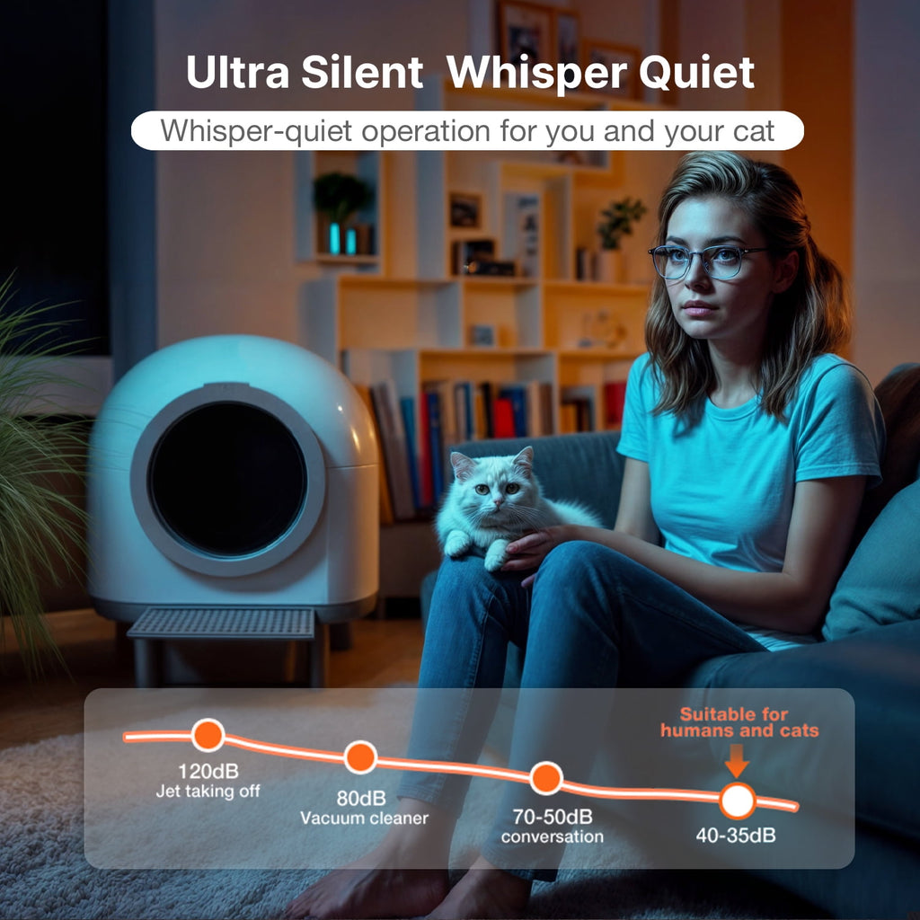 Aoruefar Smart Self-Cleaning Cat Litter Box with APP Control & Odor-Free Technology, Automatic Litter Box for Cats (Remote Monitoring) Cat Litter Box with Litter Control Pedal