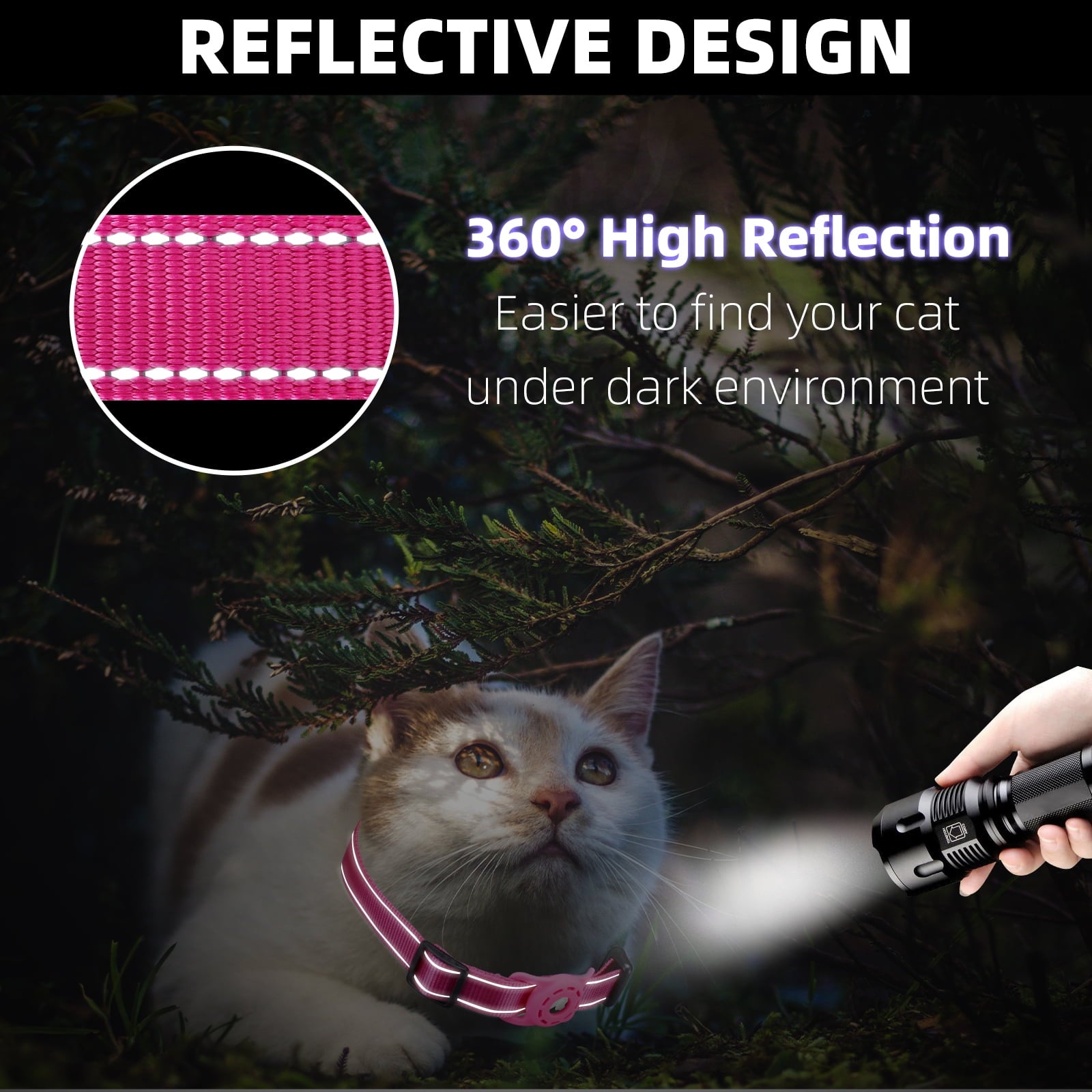 AirTag Cat Collar, Compatible with Apple AirTag, Polyester Pet Kitten Puppy Collar with Silicone AirTag Holder for Small Dogs, Pink Rose, XS: 8''-12'' Neck