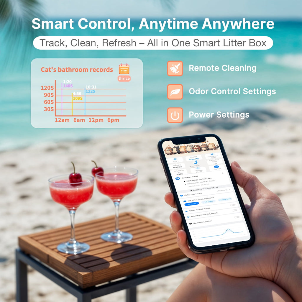 Aoruefar Smart Self-Cleaning Cat Litter Box with APP Control & Odor-Free Technology, Automatic Litter Box for Cats (Remote Monitoring) Cat Litter Box with Litter Control Pedal