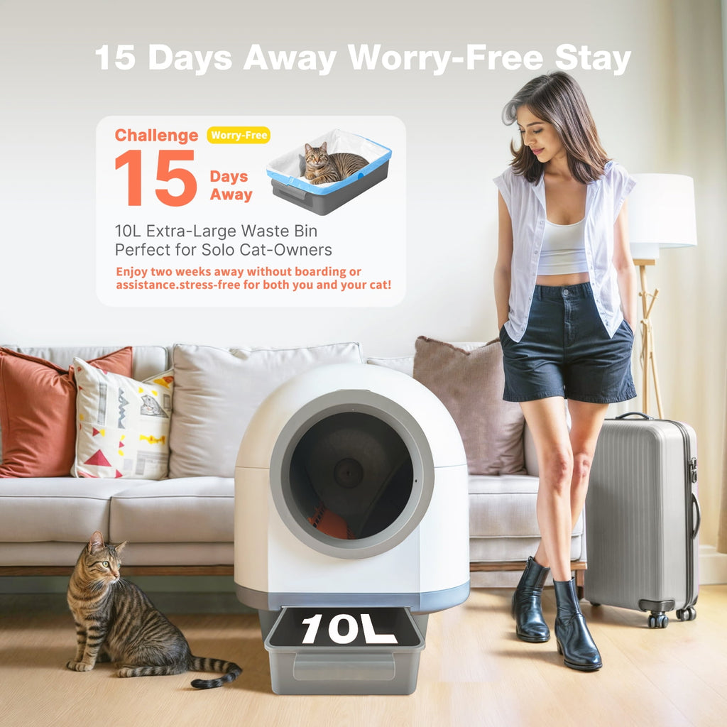 Aoruefar Smart Self-Cleaning Cat Litter Box with APP Control & Odor-Free Technology, Automatic Litter Box for Cats (Remote Monitoring) Cat Litter Box with Litter Control Pedal