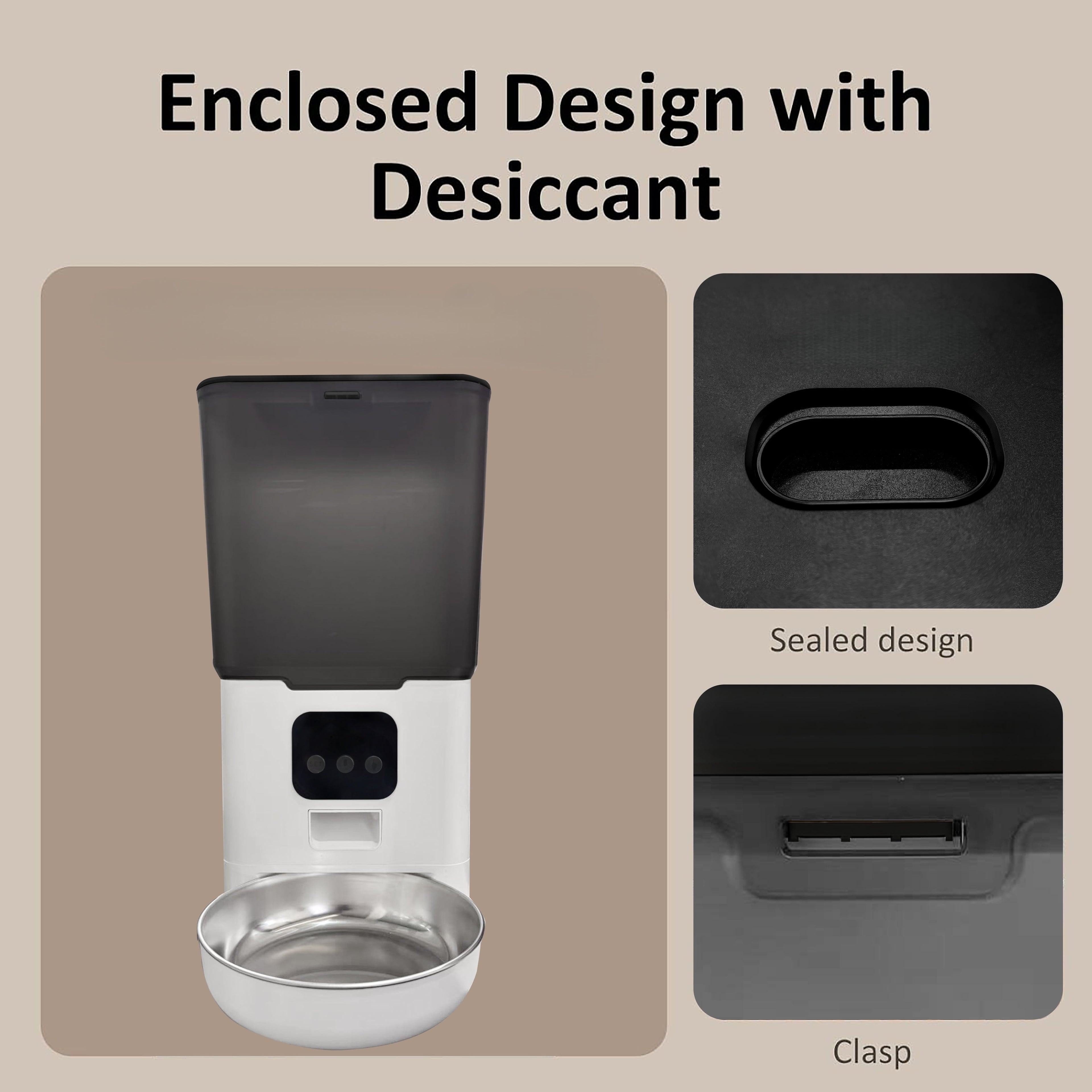 BN-LINK Automatic Cat Feeder 6L WIFI, 2.4G WiFi Timed Pet Feeder Cat Food Dispenser, 6L Automatic Cat Food Dispenser for Small Pets Indoor, White