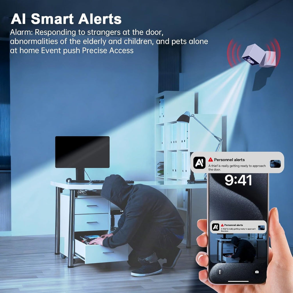 2K Indoor Security Camera, 5G&2.4G WiFi Cameras for Home Security, 360°Pan/Tilt Baby/Dog/Pet Camera, 911 Emergency, 2-Way Talk, AI Descriptive Notification, Color Night Vision