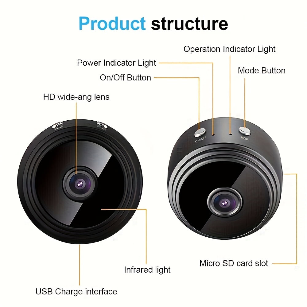 3Pack Mini Wireless Security Camera, Bluetooth 1080P HD WiFi Camera for Home/Office Surveillance, Nancy Cam with Motion Detection, Night Vision & APP Control for Baby, Pet