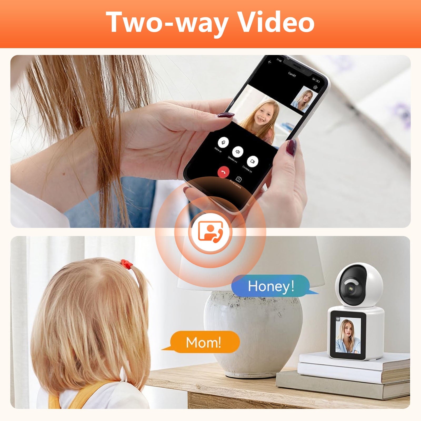 Baby Monitor with Two Way Video Call, 2.8” Screen, 1080P HD Wifi Security Camera for Baby Monitor, Pet Camera, AI Motion Detection and One-Click Call, Dual Light Full Color Night Vision Camera